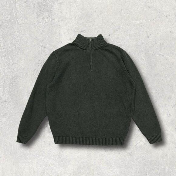 ★ L.L. Bean Forest Green 1/4 Zip Sweater w/ Ribbed Collar & Hem ★ - Picture 6 of 6